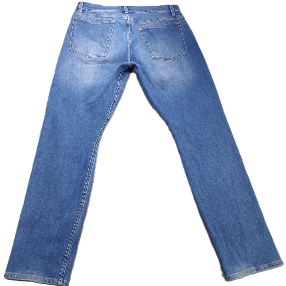 7 For All Mankind Adrien Slim Straight Jeans Men W33 Medium Wash Stretch Denim